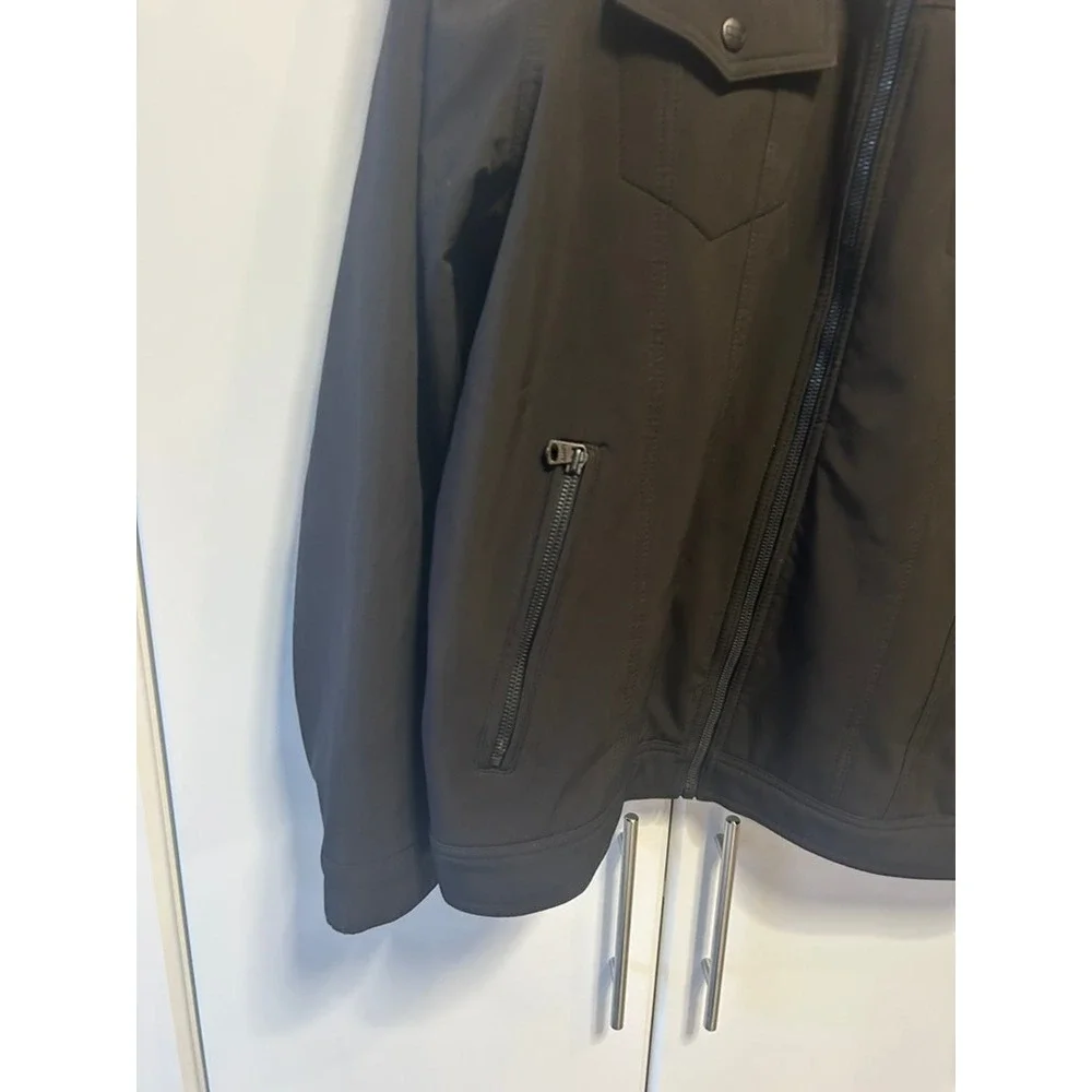 Levis Mens Black Softshell Hooded Jacket‎ Full Zip Windbreaker Coat Large
